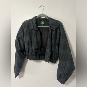 Wild Fable Cropped Windbreaker with Plaid Pattern